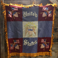 Lot 002 - Large Vintage United States Patriotic Wall Hanging Felt Banner With 48 Star Flags, Circa World War II, Note Wear, Fraying, Approximately 50" x 50"