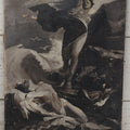 Lot 003 - Antique Oil On Canvas Painting Of Hero And Leander, Greek Myth Of Star Crossed, Ill Fated Lovers, After Ferdinand Keller, Note Severe Wear, Losses, Holes, Circa 1890, 20-1/8" x 30"