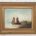 Lot 006 - Antique Oil On Canvas Painting Of A Ship, Dock, Shore, Signed D.A. Fisher (1867-1940, Maine & California), Listed Artist, In Frame, Note Wear, 16-5/8" x 13-5/8"