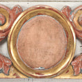 Lot 008 - Vintage Rococo Style Carved And Painted Wood Architectural Element, Pediment, Possible Carnival Remnant, Circa 20th Century, With Modern Hardware, As Found, 49-1/8" x  13-1/2"