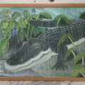 Lot 011 - Contemporary Painting On Panel Of An Alligator In A Rain And Lightning Storm, 36" x 24"