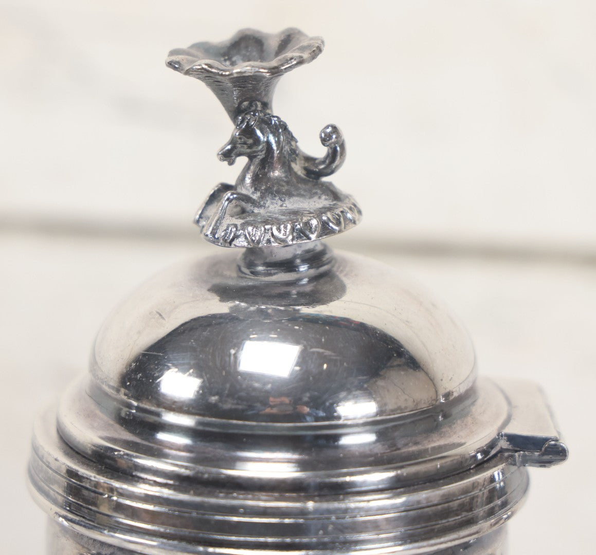 Lot 031 - Antique Silver Plate Coffee Pot With Green Man Foot Motif, Horse Finial, By Taunton Silver Plate Co., Triple Plate