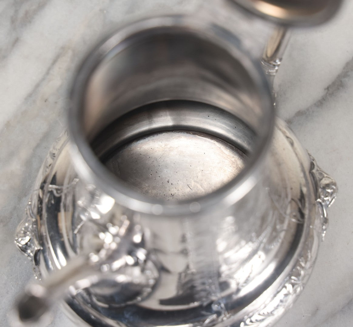 Lot 031 - Antique Silver Plate Coffee Pot With Green Man Foot Motif, Horse Finial, By Taunton Silver Plate Co., Triple Plate