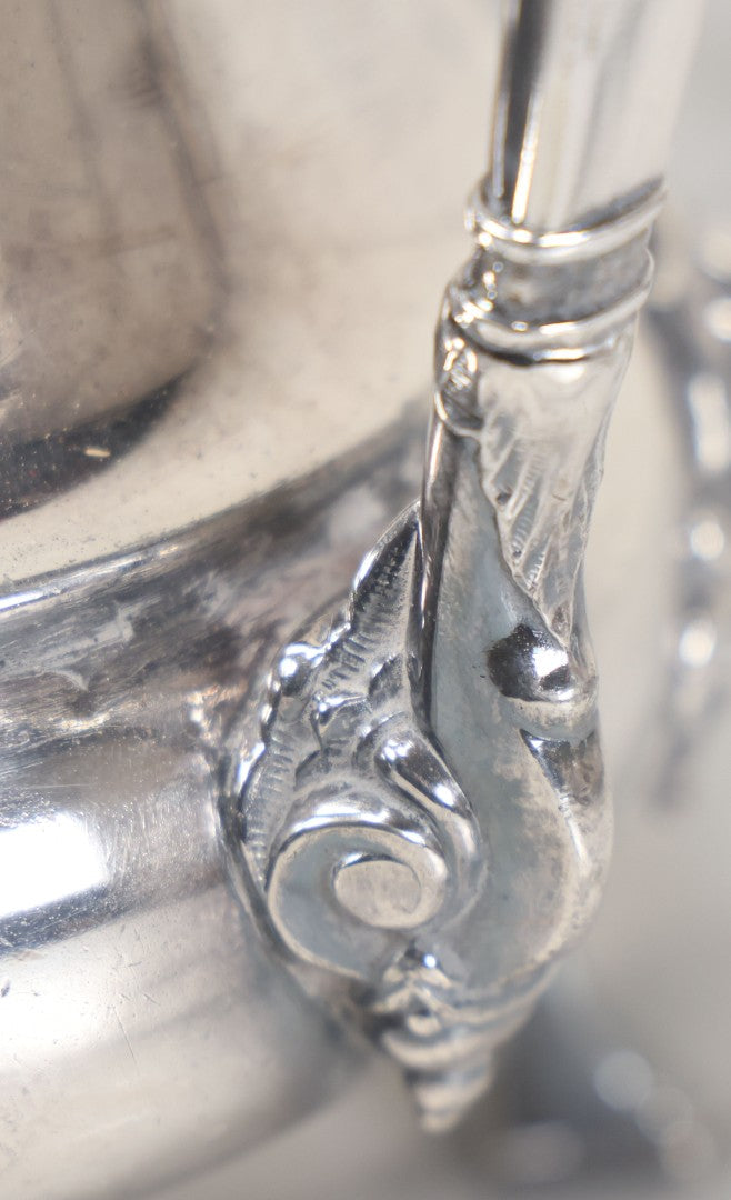 Lot 031 - Antique Silver Plate Coffee Pot With Green Man Foot Motif, Horse Finial, By Taunton Silver Plate Co., Triple Plate