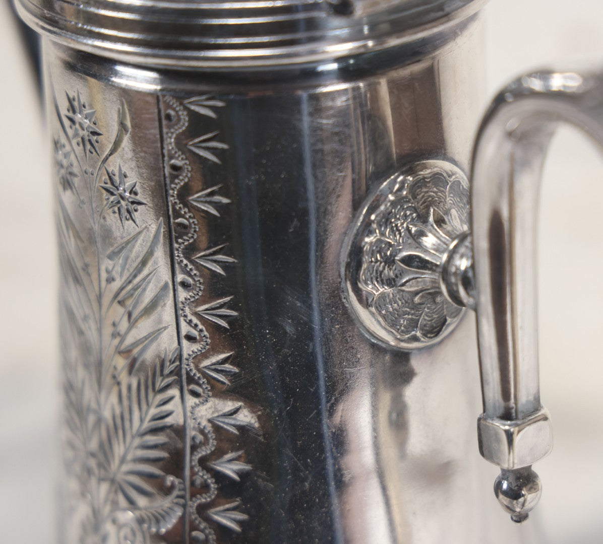 Lot 031 - Antique Silver Plate Coffee Pot With Green Man Foot Motif, Horse Finial, By Taunton Silver Plate Co., Triple Plate