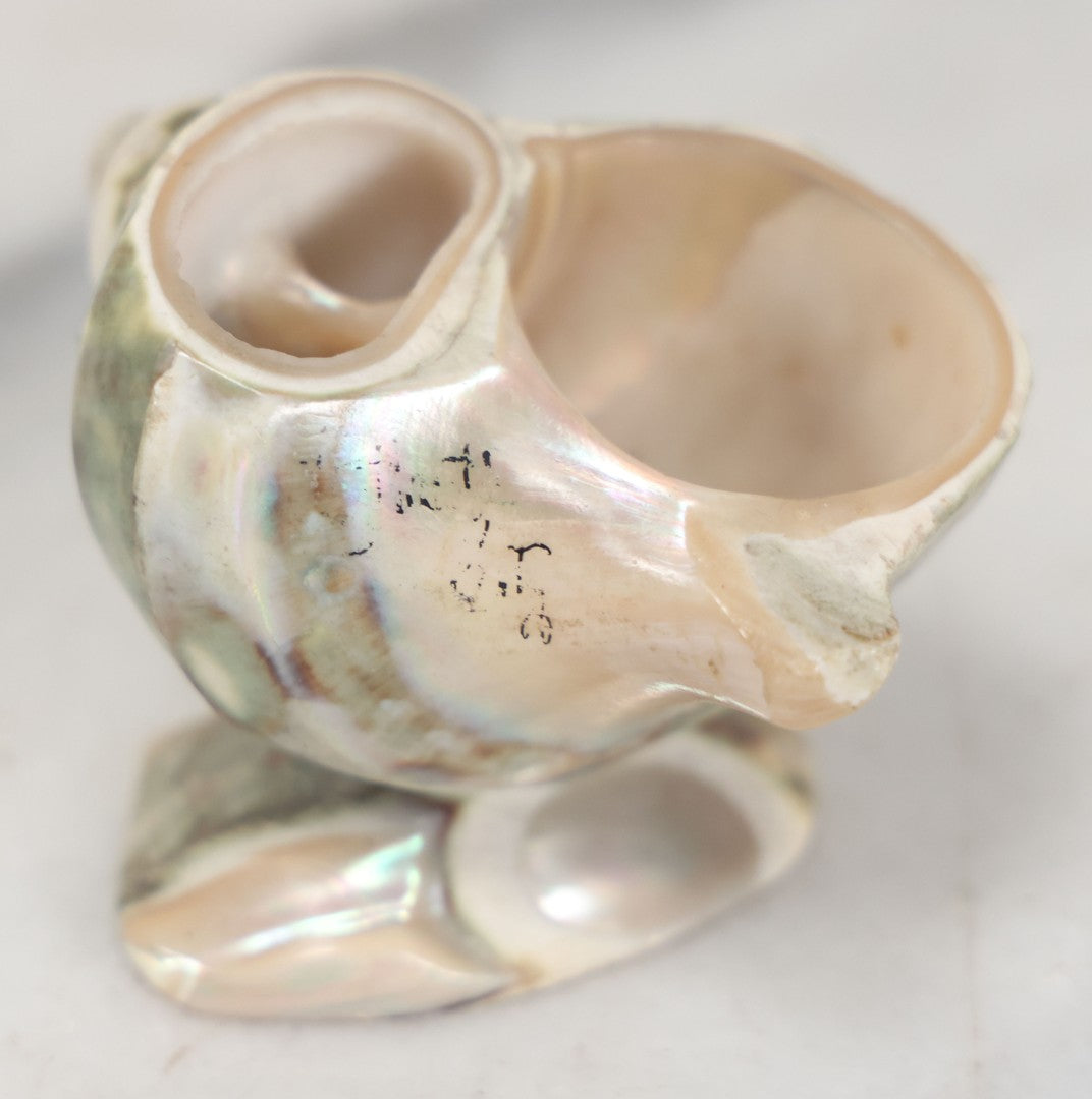 Lot 035 - Antique Real Shell Nautilus Salt Cellar With Shell Base, Polished Surface
