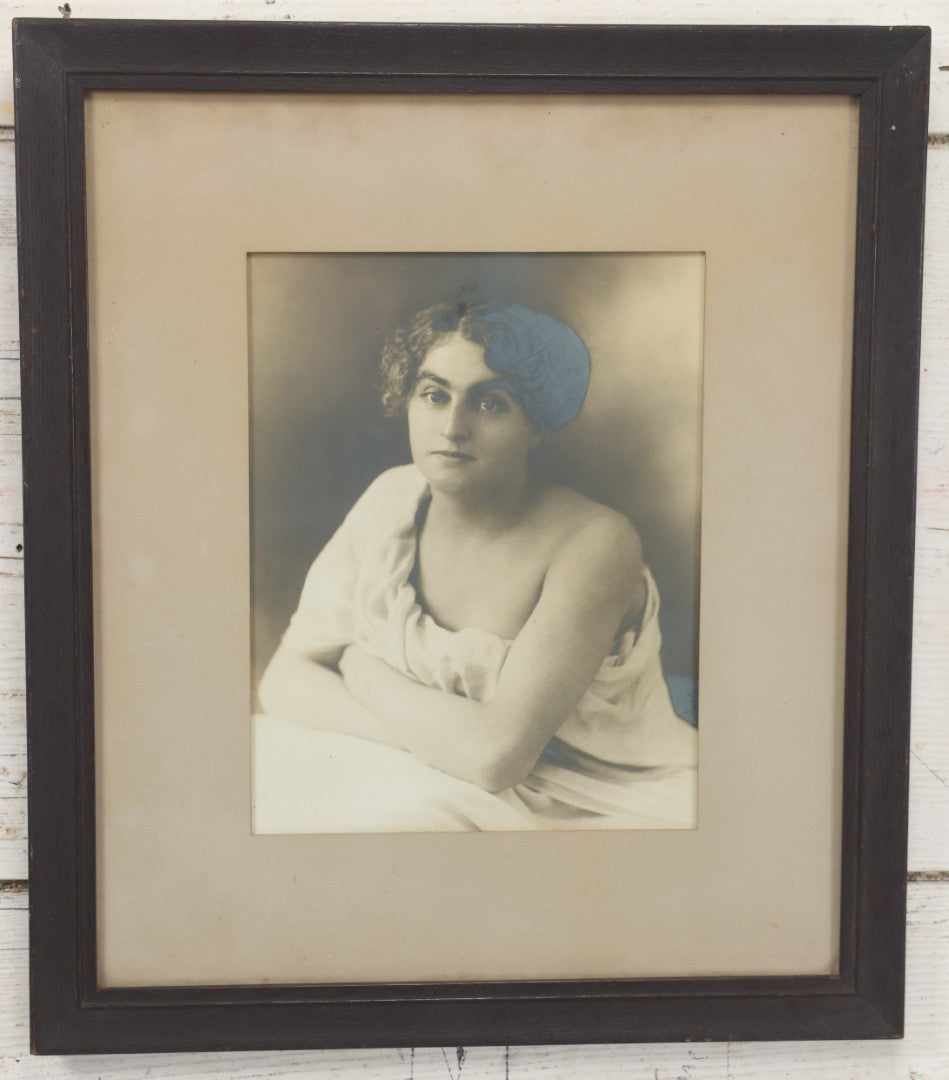 Lot 039 - Antique Framed Photograph Portrait Of A Young Woman Dressed In A Classical Style, With Toga, Paper Label On Verso From Howard M. Smith, Photographer, Portland, Maine, 13-1/2" x 15-5/8"