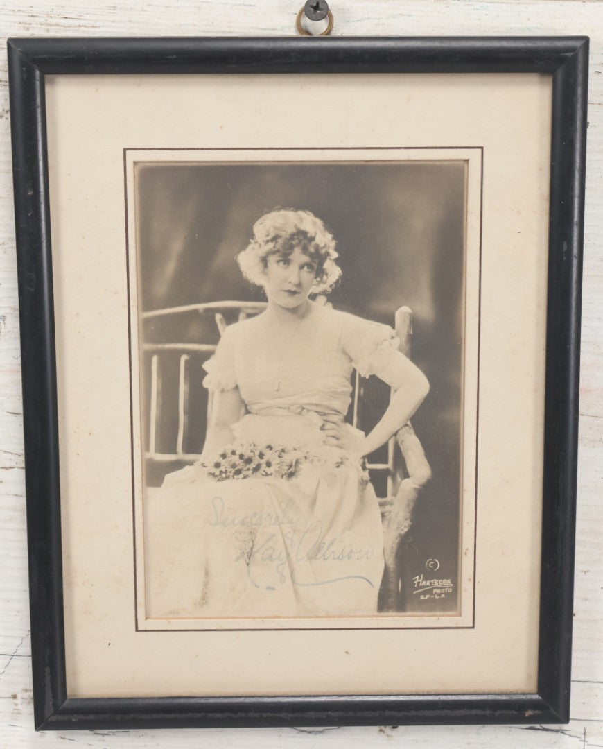 Lot 040 - Antique Framed Photograph Of Silent Film Actress May Allison, Appears To Be Autographed By Allison, As Found, Hartsook Photo Studio, San Francisco And Los Angeles, Signature Not Authenticated, 7-5/8" x 9-3/4"