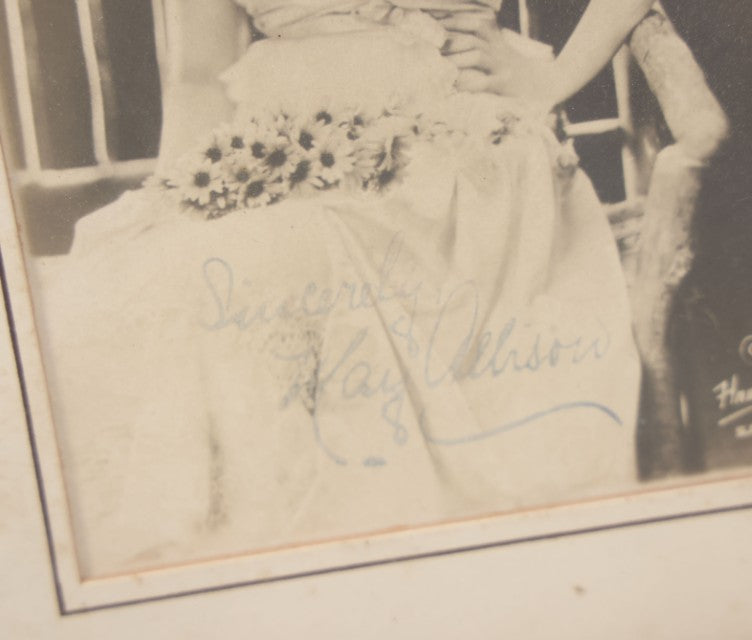 Lot 040 - Antique Framed Photograph Of Silent Film Actress May Allison, Appears To Be Autographed By Allison, As Found, Hartsook Photo Studio, San Francisco And Los Angeles, Signature Not Authenticated, 7-5/8" x 9-3/4"