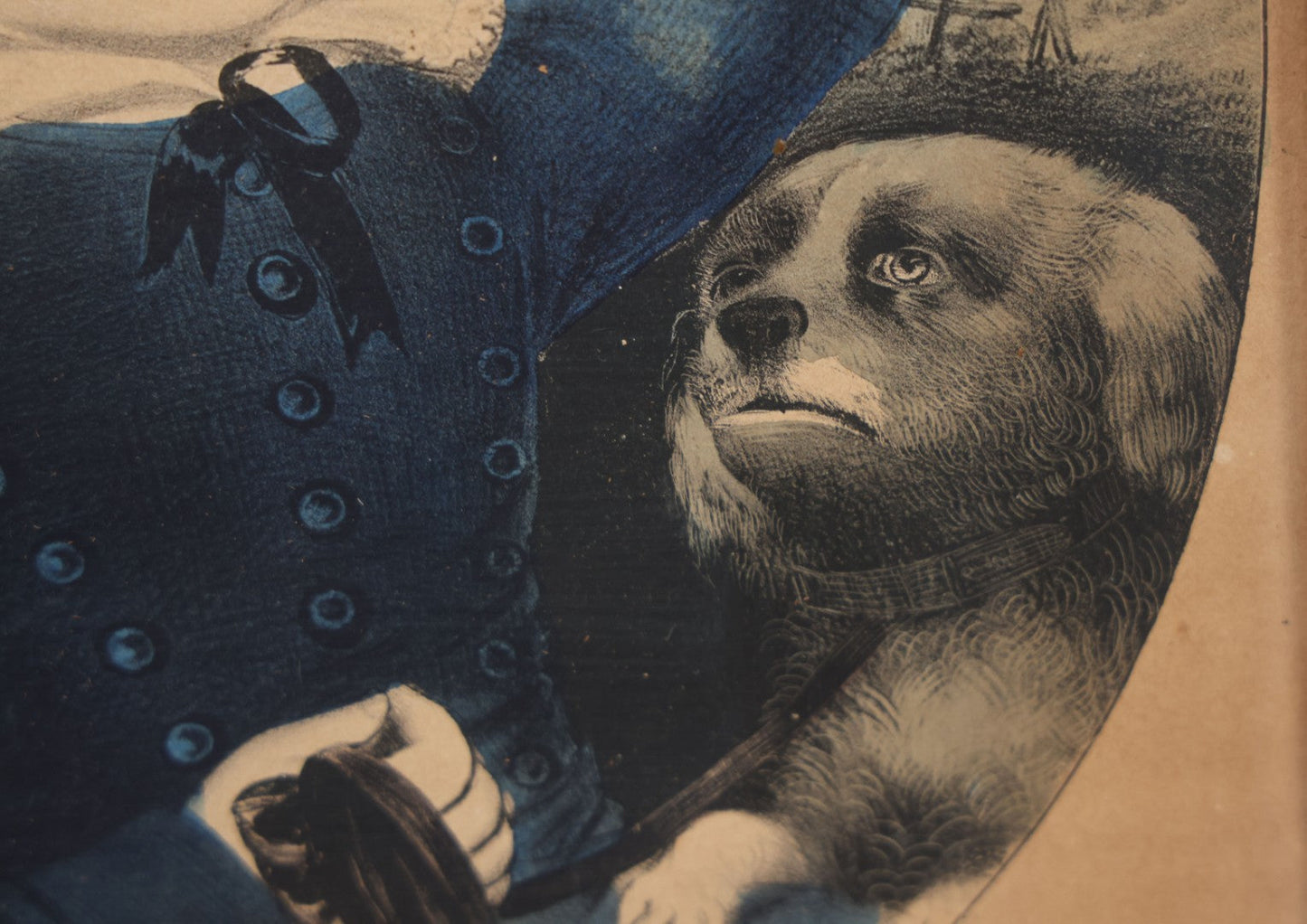 Lot 043 - Antique Hand Colored Lithograph Of A Little Boy With A Pocket Watch And His Dog, Entitled "My Little Playfellow," Published By N. Currier, Mid 19th Century, 11" x 14-1/2"