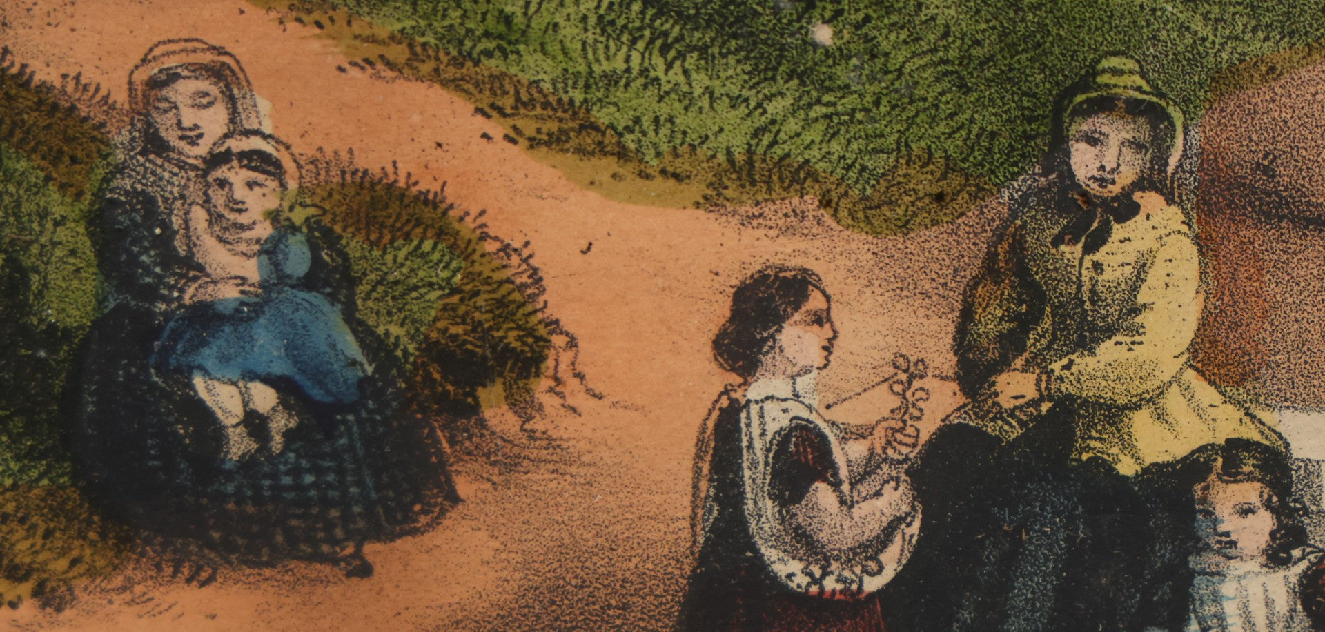 Lot 044 - Antique Hand Colored Lithograph Of The Vale Of Avoca, County Wicklow, Ireland, Entitled "The Meeting Of The Waters," Published By Currier & Ives, 1868, 16-3/8" x 13-1/2"