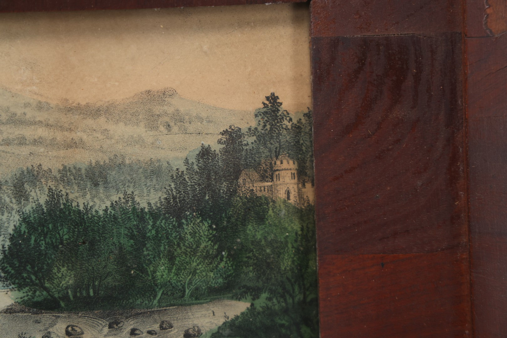 Lot 044 - Antique Hand Colored Lithograph Of The Vale Of Avoca, County Wicklow, Ireland, Entitled "The Meeting Of The Waters," Published By Currier & Ives, 1868, 16-3/8" x 13-1/2"