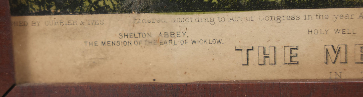 Lot 044 - Antique Hand Colored Lithograph Of The Vale Of Avoca, County Wicklow, Ireland, Entitled "The Meeting Of The Waters," Published By Currier & Ives, 1868, 16-3/8" x 13-1/2"