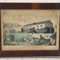 Lot 045 - Antique Hand Colored Lithograph Of Noah's Ark, Animals Arriving On Ark, Published By N. Currier, Mid 19th Century, 16-3/8" x 12-1/2"