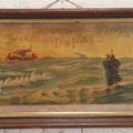 Lot 046 - Antique Biblical Chromolithograph Of Matthew 14:27, "Be Of Good Cheer, It Is I, Be Not Afraid," Jesus Walking On Water, Note Residue In Frame, Wear, Fading, 10-1/2" x 22-3/4"