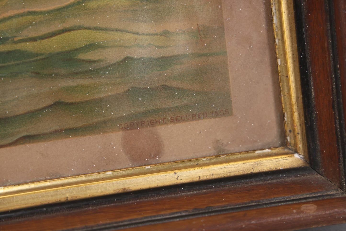 Lot 046 - Antique Biblical Chromolithograph Of Matthew 14:27, "Be Of Good Cheer, It Is I, Be Not Afraid, Jesus Walking On Water, Note Residue In Frame, Wear, Fading, 10-1/2" x 22-3/4"