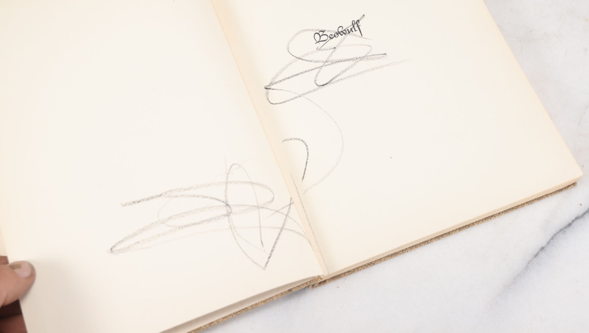 Lot 051 - "Beowulf" Vintage Illustrated Edition, Translated By William Ellery Leonard And Illustrated By Lynd Ward, The Heritage Club Special Edition, 1939, Note Various Crayon Markings