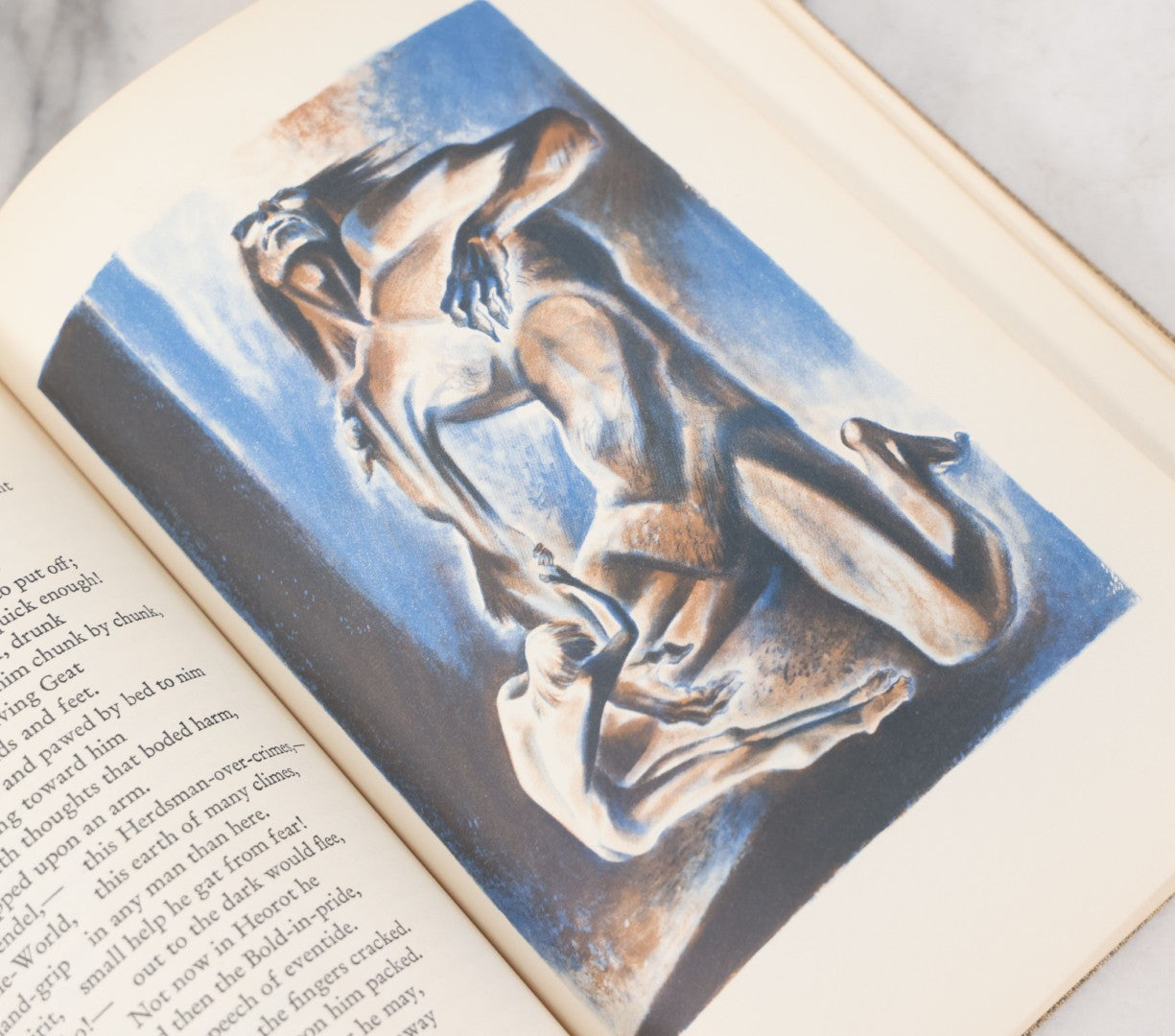 Lot 051 - "Beowulf" Vintage Illustrated Edition, Translated By William Ellery Leonard And Illustrated By Lynd Ward, The Heritage Club Special Edition, 1939, Note Various Crayon Markings