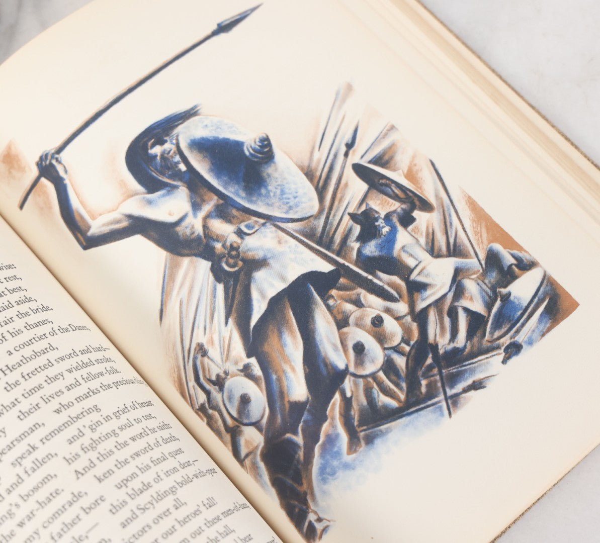 Lot 051 - "Beowulf" Vintage Illustrated Edition, Translated By William Ellery Leonard And Illustrated By Lynd Ward, The Heritage Club Special Edition, 1939, Note Various Crayon Markings