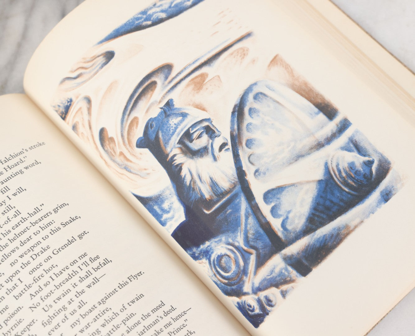 Lot 051 - "Beowulf" Vintage Illustrated Edition, Translated By William Ellery Leonard And Illustrated By Lynd Ward, The Heritage Club Special Edition, 1939, Note Various Crayon Markings