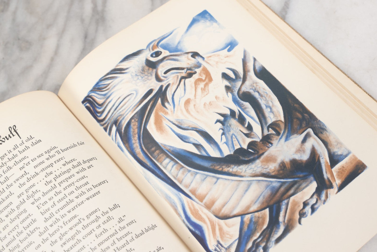 Lot 051 - "Beowulf" Vintage Illustrated Edition, Translated By William Ellery Leonard And Illustrated By Lynd Ward, The Heritage Club Special Edition, 1939, Note Various Crayon Markings