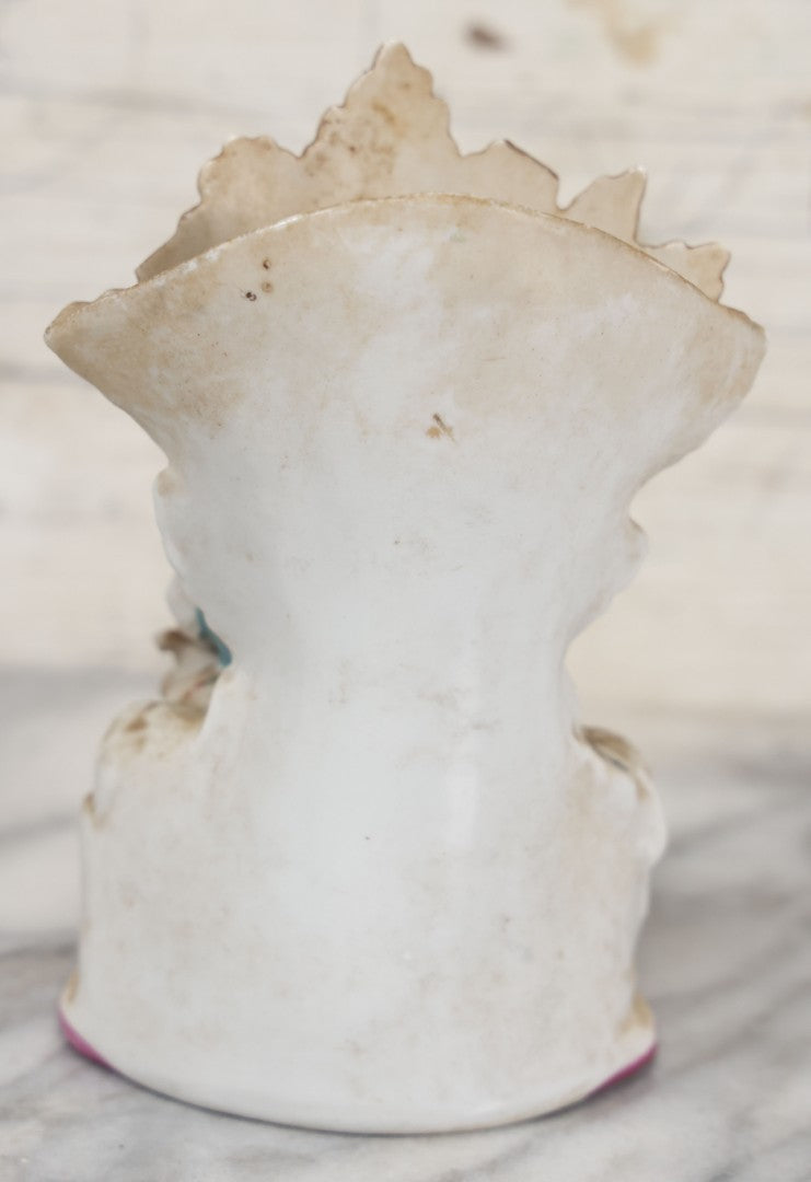 Lot 060 - Pair Of Antique Porcelain Staffordshire Decorative Vases, Man With Dog Hunting Rabbit And Woman With Lamb, Note Damage