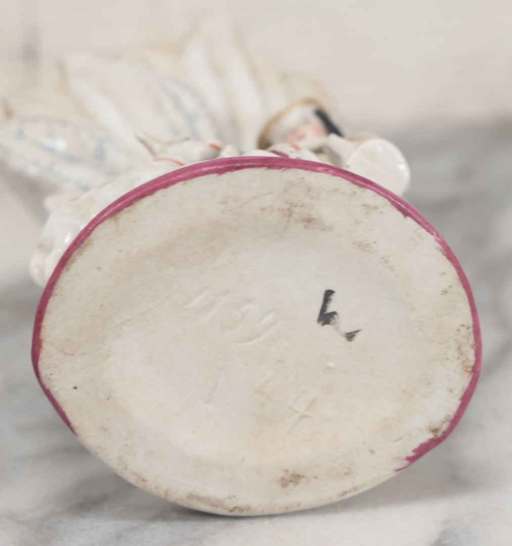 Lot 060 - Pair Of Antique Porcelain Staffordshire Decorative Vases, Man With Dog Hunting Rabbit And Woman With Lamb, Note Damage