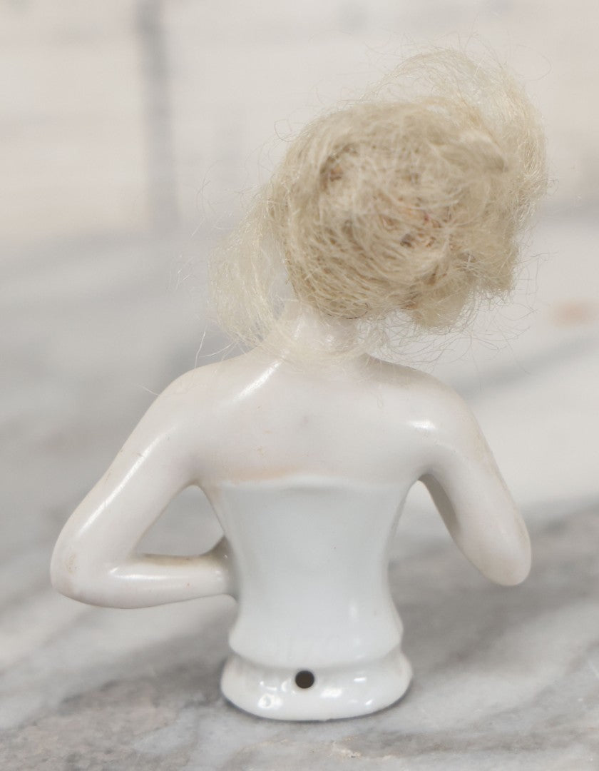 Lot 061 - Trio Of Vintage And Antique Dresser Brush Porcelain Lady Toppers, Made In Japan, Germany, Etc., Sold As One Lot