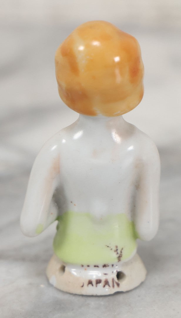 Lot 061 - Trio Of Vintage And Antique Dresser Brush Porcelain Lady Toppers, Made In Japan, Germany, Etc., Sold As One Lot