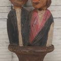 Lot 062 - Vintage Carved Wood Folk Art Mechanical Cork Bottle Stopper, Animated, Man And Woman Kiss When Lever Pulled, Note Cork Worn