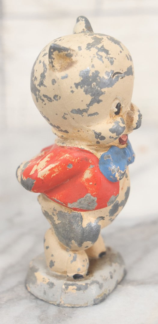 Lot 063 - Vintage Porky Pig Warner Brothers Looney Tunes Character Die Cast Metal Figurine, Painted, Originally Part Of A Pencil Holder By Moss Metal Co, As Found