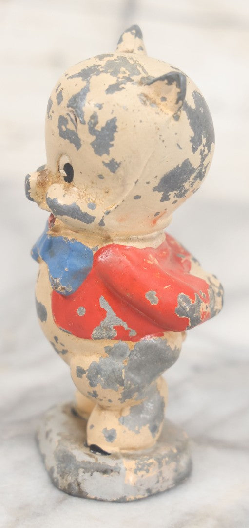 Lot 063 - Vintage Porky Pig Warner Brothers Looney Tunes Character Die Cast Metal Figurine, Painted, Originally Part Of A Pencil Holder By Moss Metal Co, As Found