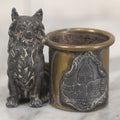 Lot 065 - Antique Cast Metal And Brass Toothpick Holder With Dog, Souvenir Of Washington D.C., The Capitol Building