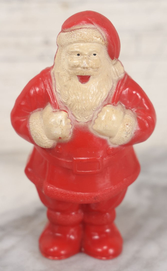 Lot 066 - Pair Of Vintage Hard Plastic Santa Claus Christmas Candy Lollipop Containers, One Marked Irwin, U.S.A.
