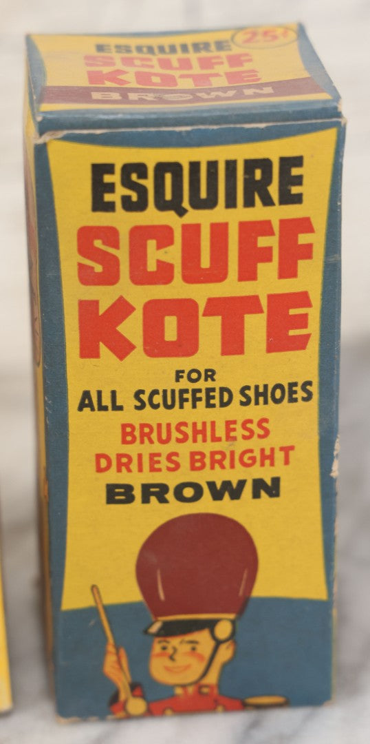 Lot 068 - Grouping Of Four New Old Stock N.O.S. Scuffy Shoe Polish Boxes With Contents, Three Featuring Mickey Mouse, Other Disney Characters, Including Ox-Blood, Red, And Brown, As Found