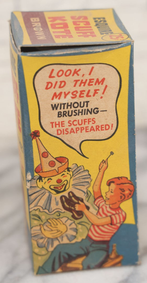 Lot 068 - Grouping Of Four New Old Stock N.O.S. Scuffy Shoe Polish Boxes With Contents, Three Featuring Mickey Mouse, Other Disney Characters, Including Ox-Blood, Red, And Brown, As Found