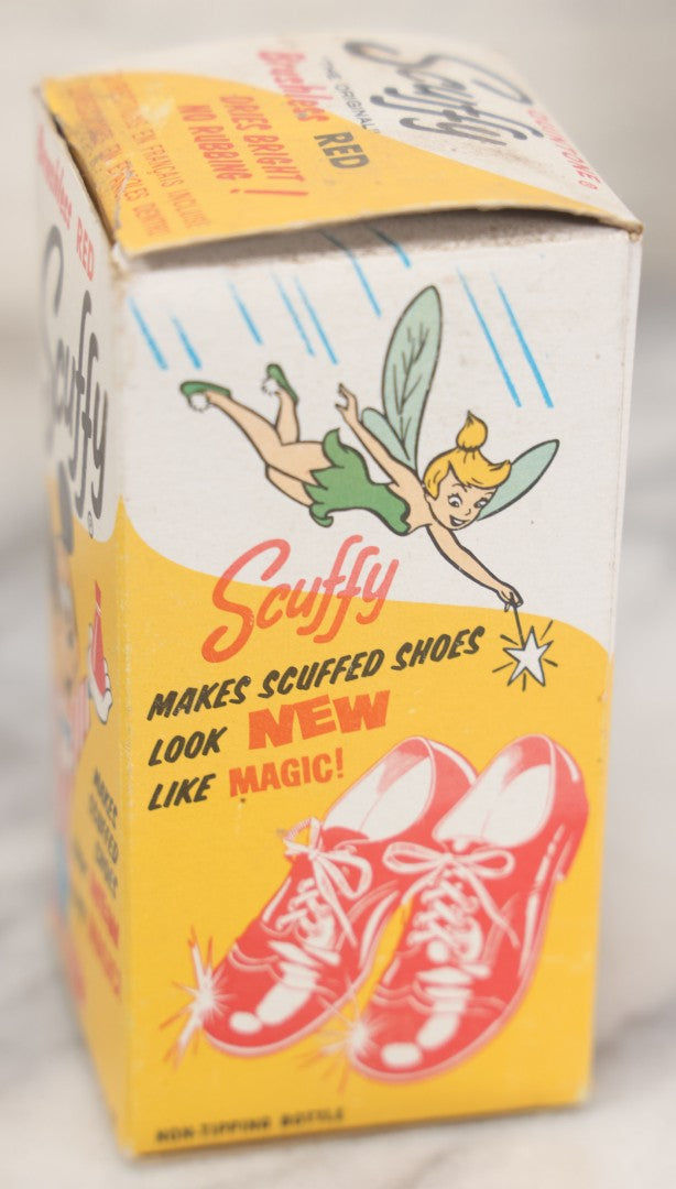 Lot 068 - Grouping Of Four New Old Stock N.O.S. Scuffy Shoe Polish Boxes With Contents, Three Featuring Mickey Mouse, Other Disney Characters, Including Ox-Blood, Red, And Brown, As Found