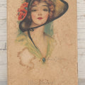 Lot 069 - Vintage Paper Board Box For Blue Banner Chocolates, One Pound, Featuring Pretty Woman In Hat By Frederick Alexander Duncan