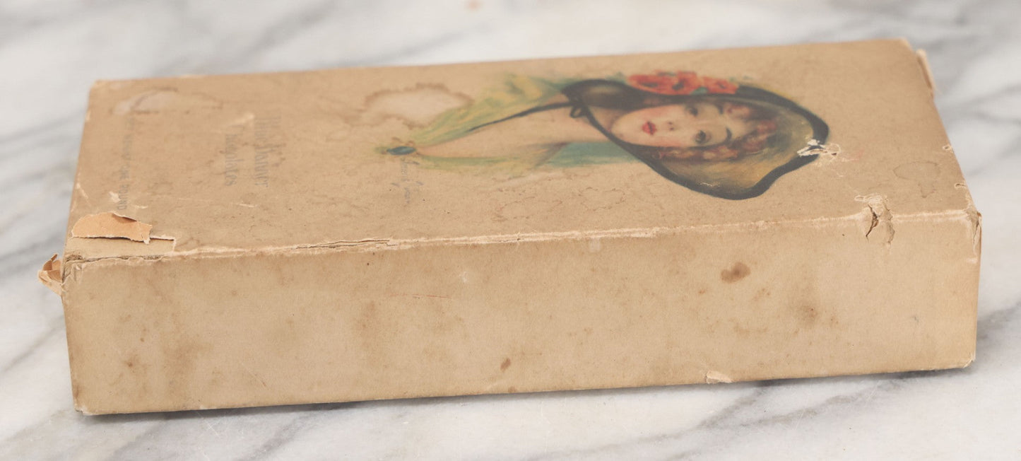 Lot 069 - Vintage Paper Board Box For Blue Banner Chocolates, One Pound, Featuring Pretty Woman In Hat By Frederick Alexander Duncan