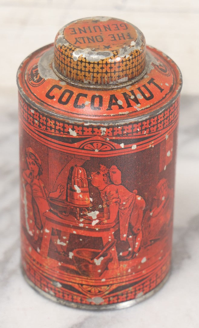 Lot 072 - Antique Schepp's "The Only Genuine" Coconaut Coconut Tin, By S.A. Ilsley & Co., Note Wear, Losses