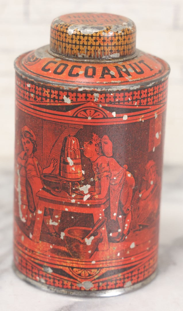 Lot 072 - Antique Schepp's "The Only Genuine" Coconaut Coconut Tin, By S.A. Ilsley & Co., Note Wear, Losses
