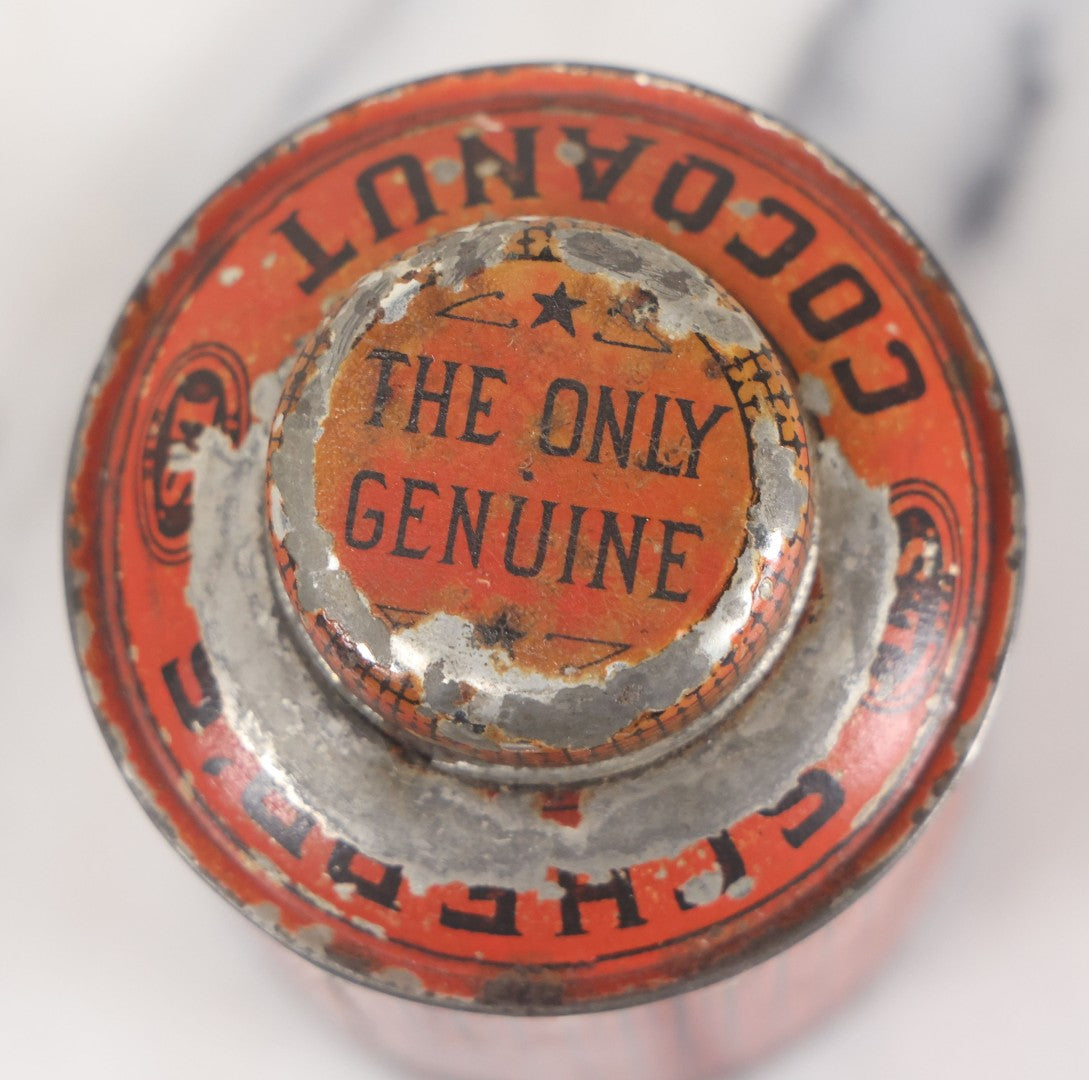Lot 072 - Antique Schepp's "The Only Genuine" Coconaut Coconut Tin, By S.A. Ilsley & Co., Note Wear, Losses