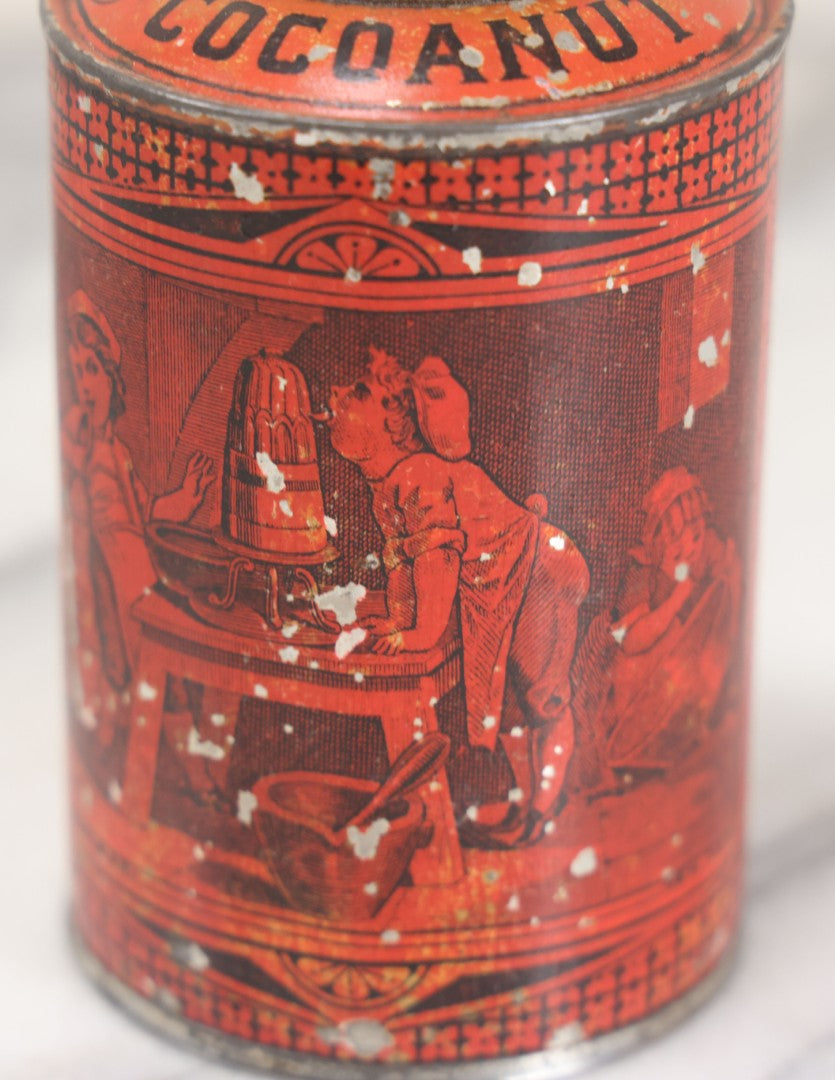 Lot 072 - Antique Schepp's "The Only Genuine" Coconaut Coconut Tin, By S.A. Ilsley & Co., Note Wear, Losses