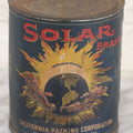 Lot 073 - Antique Solar Brand Fruit Pineapple Broken Slices Tin Can With Original Paper Label, California Packing Corporation, San Francisco, California, Packed In The HawaIIan Islands