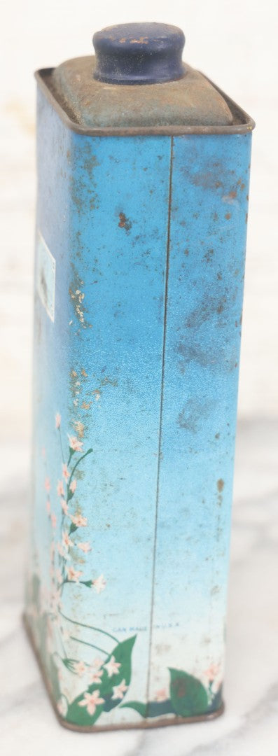 Lot 077 - Vintage Blue Powder Tin With Pink Flowers, California Perfume Company, New York, Montreal, Made In U.S.A.