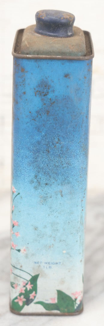 Lot 077 - Vintage Blue Powder Tin With Pink Flowers, California Perfume Company, New York, Montreal, Made In U.S.A.