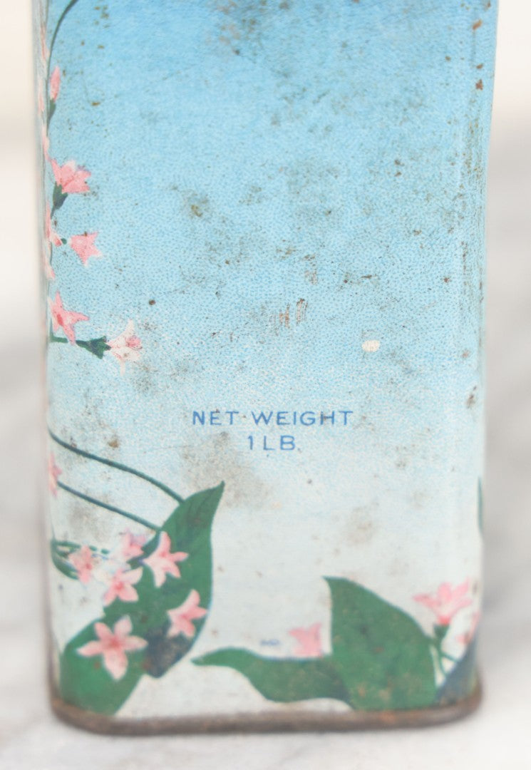 Lot 077 - Vintage Blue Powder Tin With Pink Flowers, California Perfume Company, New York, Montreal, Made In U.S.A.