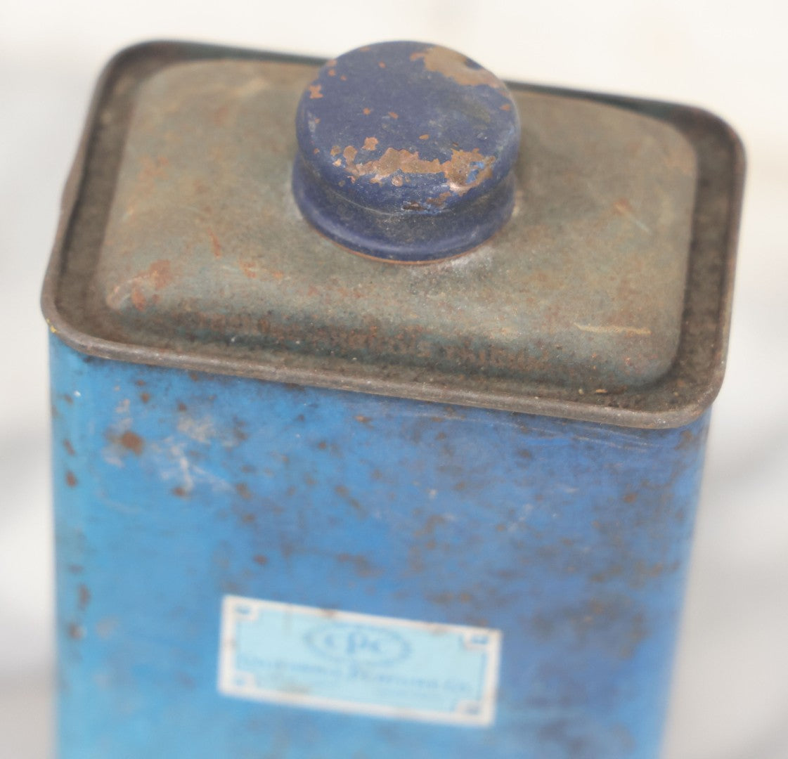 Lot 077 - Vintage Blue Powder Tin With Pink Flowers, California Perfume Company, New York, Montreal, Made In U.S.A.