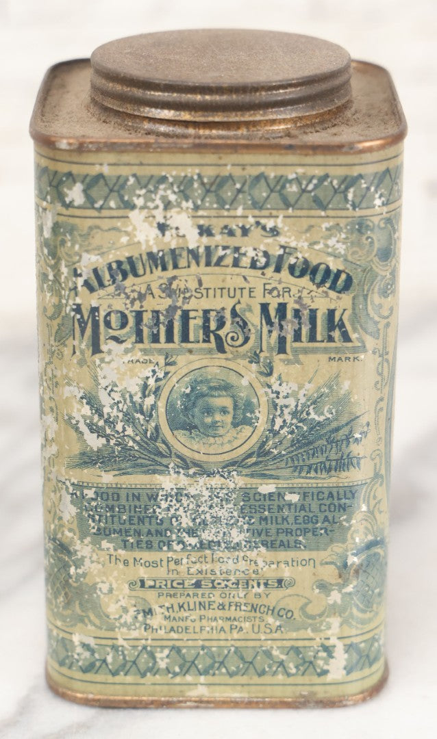 Lot 078 - Pair Of Antique Eskay's Albumenized Food, A Substitute For Mother's Milk Tins, Prepared By Smith, Kline, & French Co., Pharmacists, Philadelphia, Pennsylvania, Note Wear