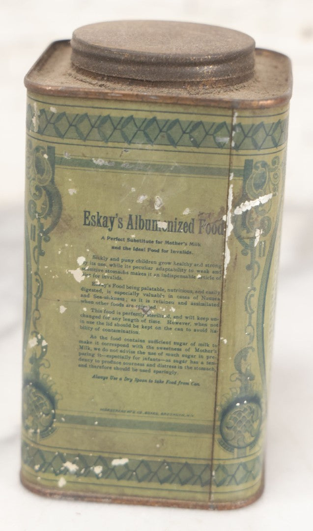 Lot 078 - Pair Of Antique Eskay's Albumenized Food, A Substitute For Mother's Milk Tins, Prepared By Smith, Kline, & French Co., Pharmacists, Philadelphia, Pennsylvania, Note Wear